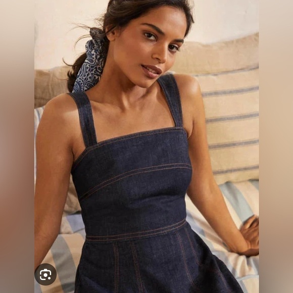 Boden Virginie midi a-line dark denim dress size 8P - Picture 2 of 11